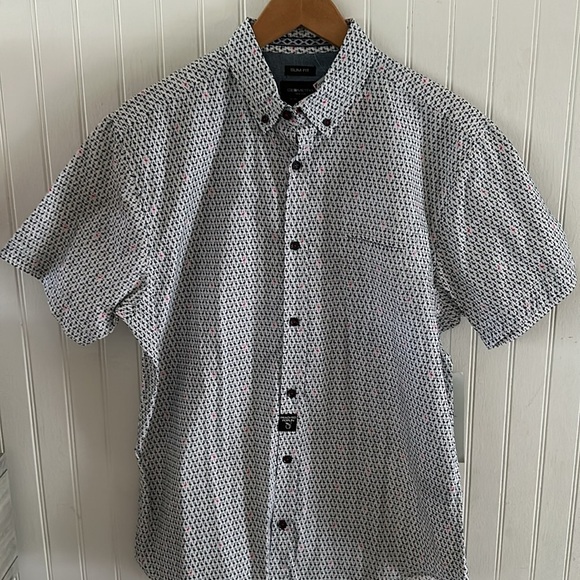 New! Geometrix Short Sleeves Flamingo 🦩 Print Button Down Shirt sz Large - Picture 3 of 11